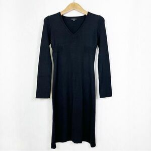 Jacob Black Wool Blend Long Sleeve V-Neck Knee Length‎ Midi Dress Size Small